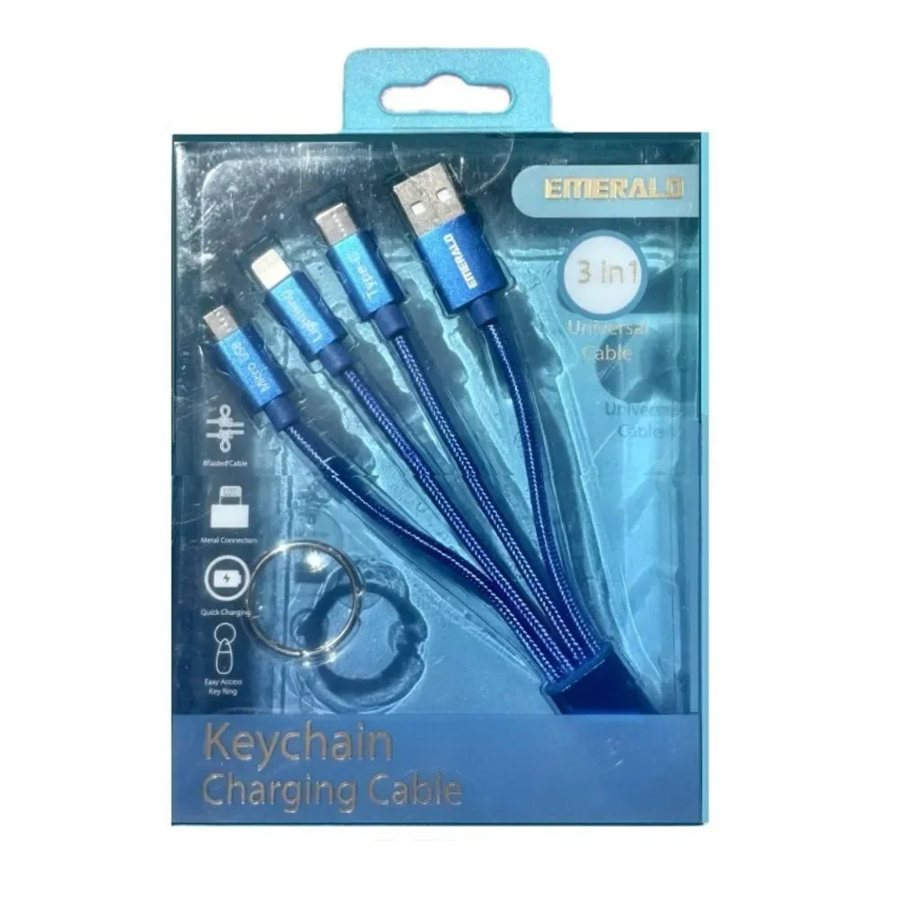 Emerald 3-in-1 Keychain Charging Cable